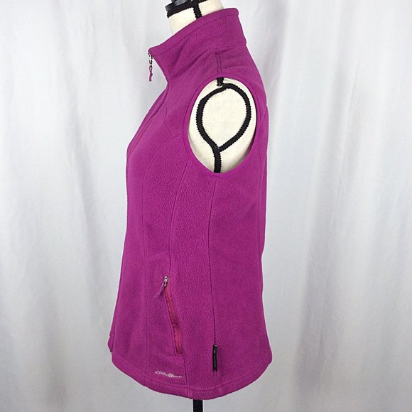Eddie Bauer Polartec Fleece Vest Womens Size Medium Magenta Full Zip Pockets - Picture 4 of 8